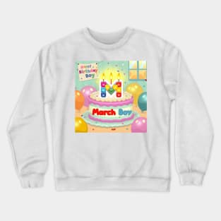 March boy birthday cake Crewneck Sweatshirt